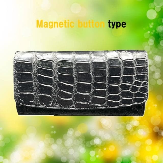 大セール 本物クロコ・一枚革 シャム クロコダイル 長財布 BK