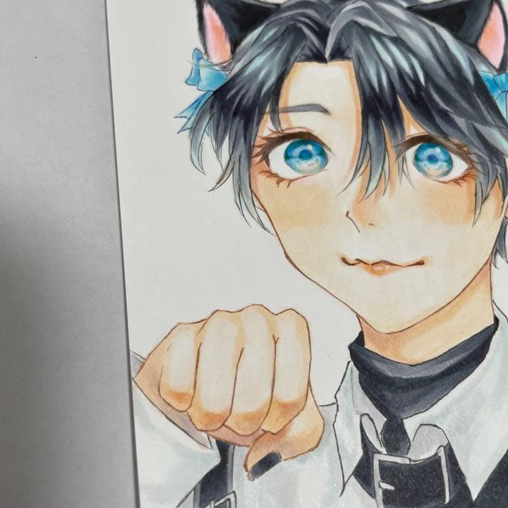 イラスト 手描き アナログ 創作男子 コピック - メルカリ