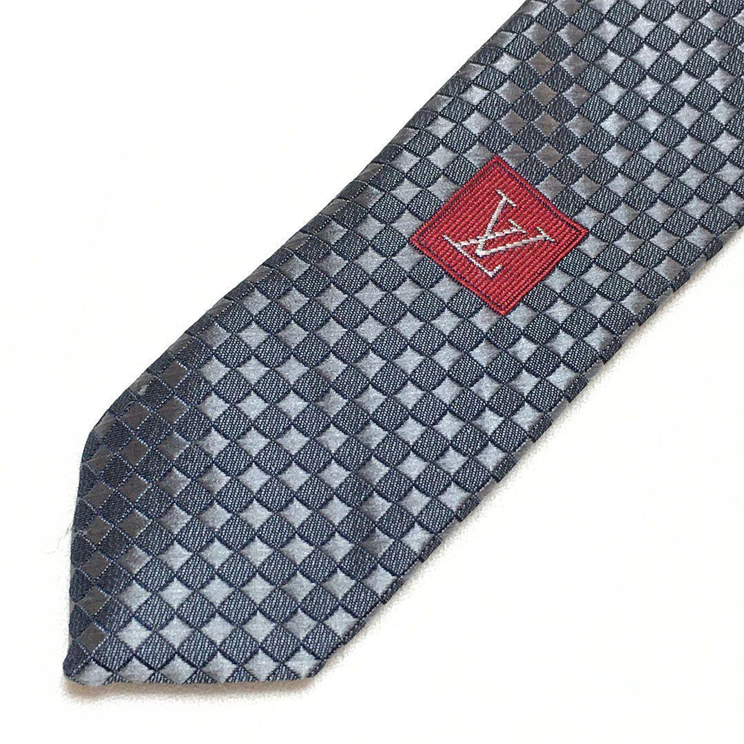 未使用級 ルイヴィトン Louis Vuitton ネクタイ グレー ダミエ - メルカリ