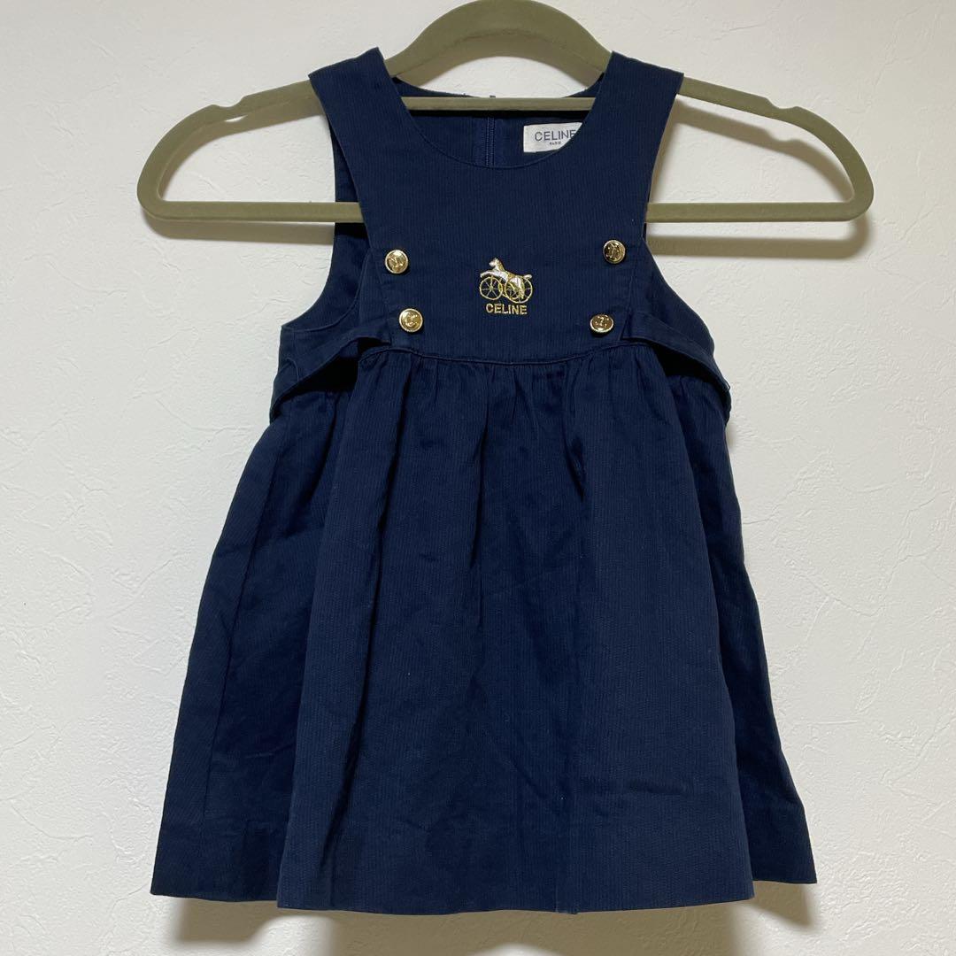 セリーヌ　トリオンフ　ワンピース　ジャンパースカート　ネイビー　コーデュロイ セリーヌ トリオンフ ワンピース ジャンパースカート ネイビー