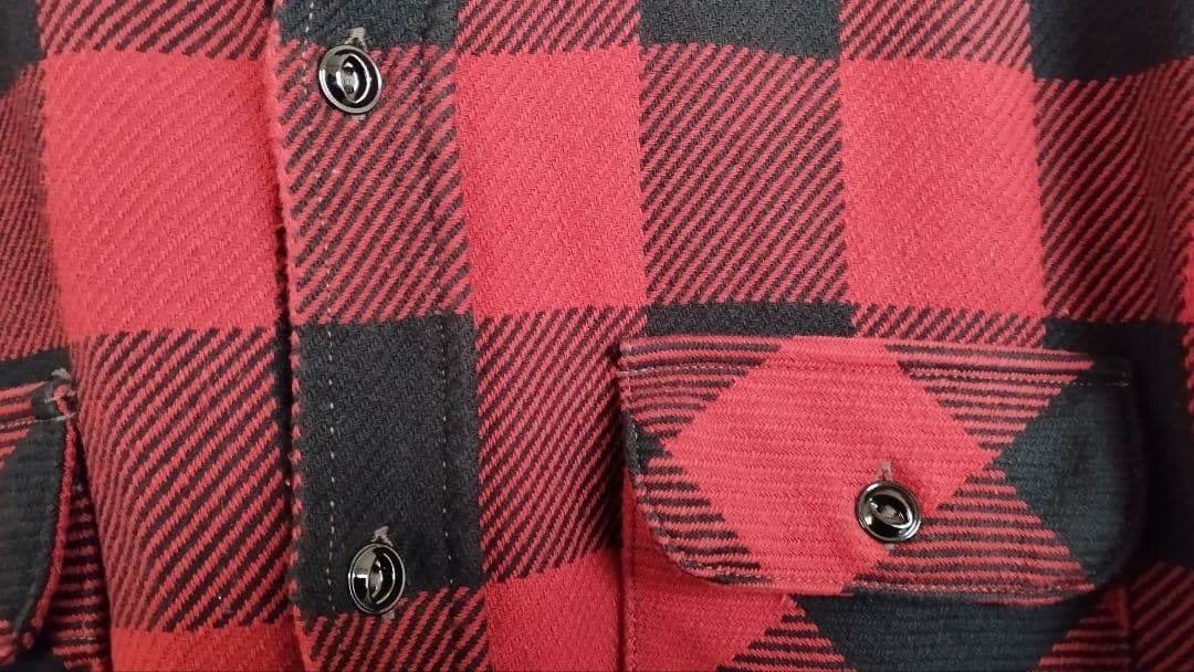 リアルマッコイズJOE McCOYバッファローチェックシャツ美品 赤×黒