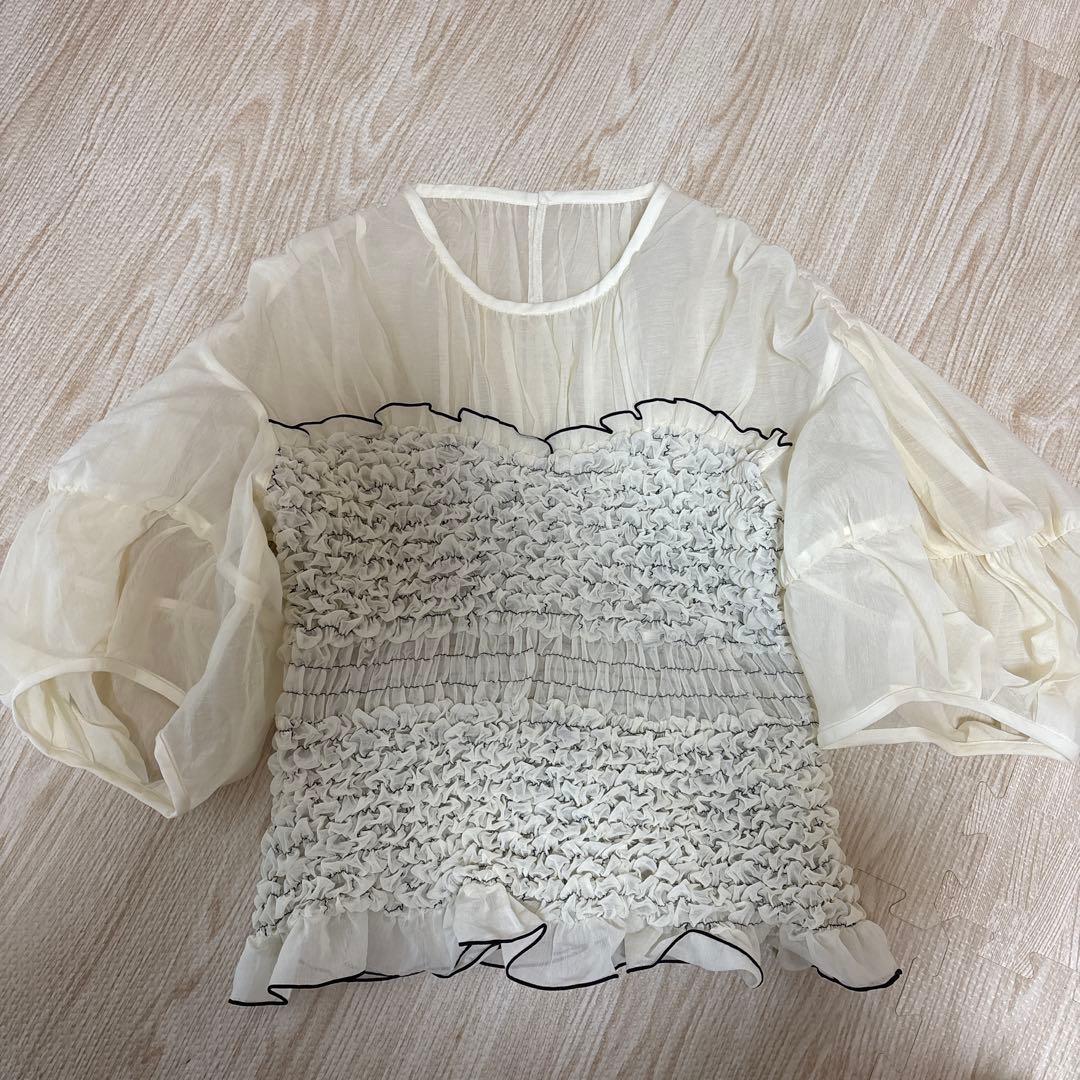 CLANE COLOR STITCHED SHIRRING TOPS ブラウス