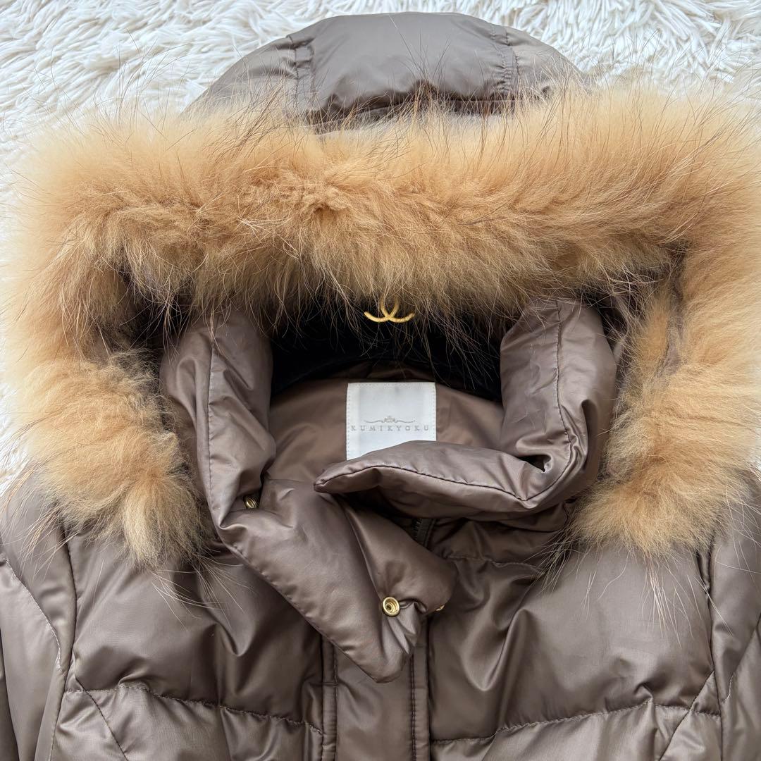 美品✨】組曲 ダウンコート ベルト付き リアルファー 大きいサイズ L