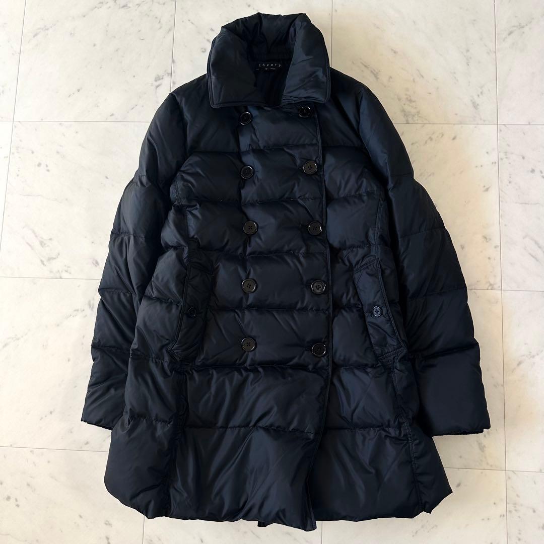 極美品＊セオリー Theory ダブルブレスト ダウンコート 黒 ブラック M