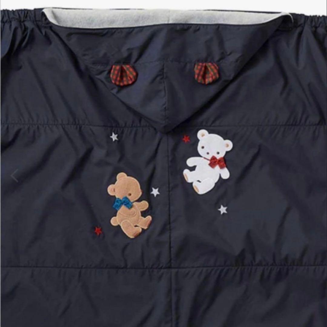 ファミリア3WAYブランケット ネイビー クマ刺繍付き ケープ - メルカリ