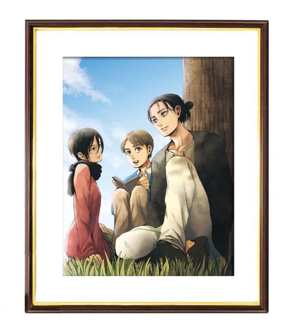 進撃の巨人 巨人展 限定受注生産 複製原画 エレン ミカサ アルミン 進撃の巨人エレン&ミカサ&アルミン進撃の巨人展FINAL来場特典ミニ色紙