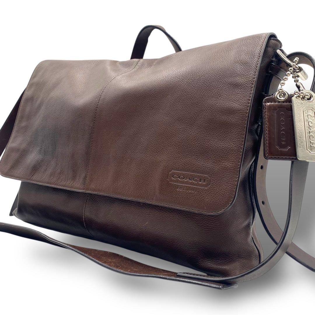 良品✨️ COACH トンプソン メッセンジャーバッグ 本革 2way A4可 茶 COACH 71236 トンプソン レザー ジップ トップ メッセンジャー
