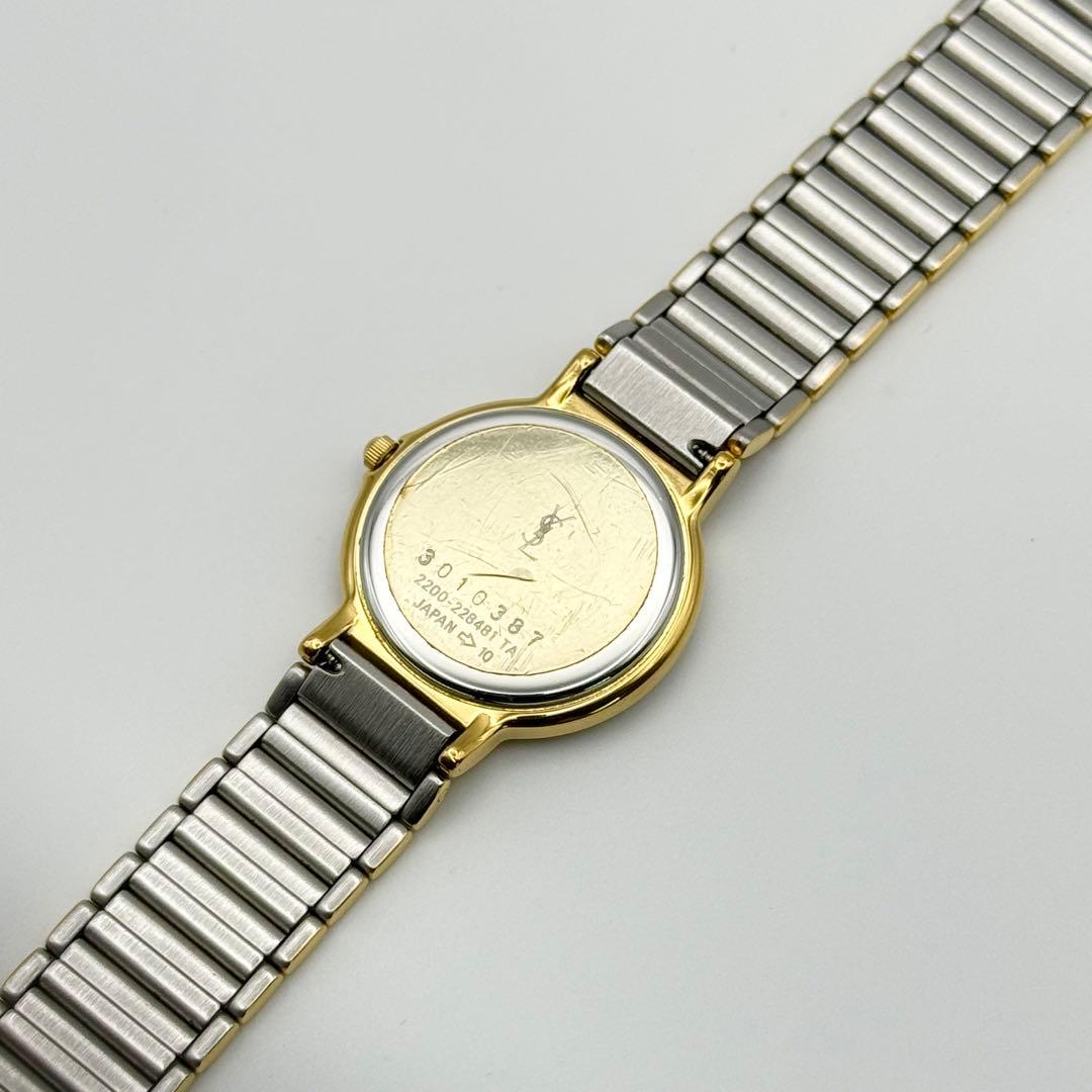 ✨新品電池・稼働美品✨サンローラン 腕時計 クォーツ ラウンド コンビ