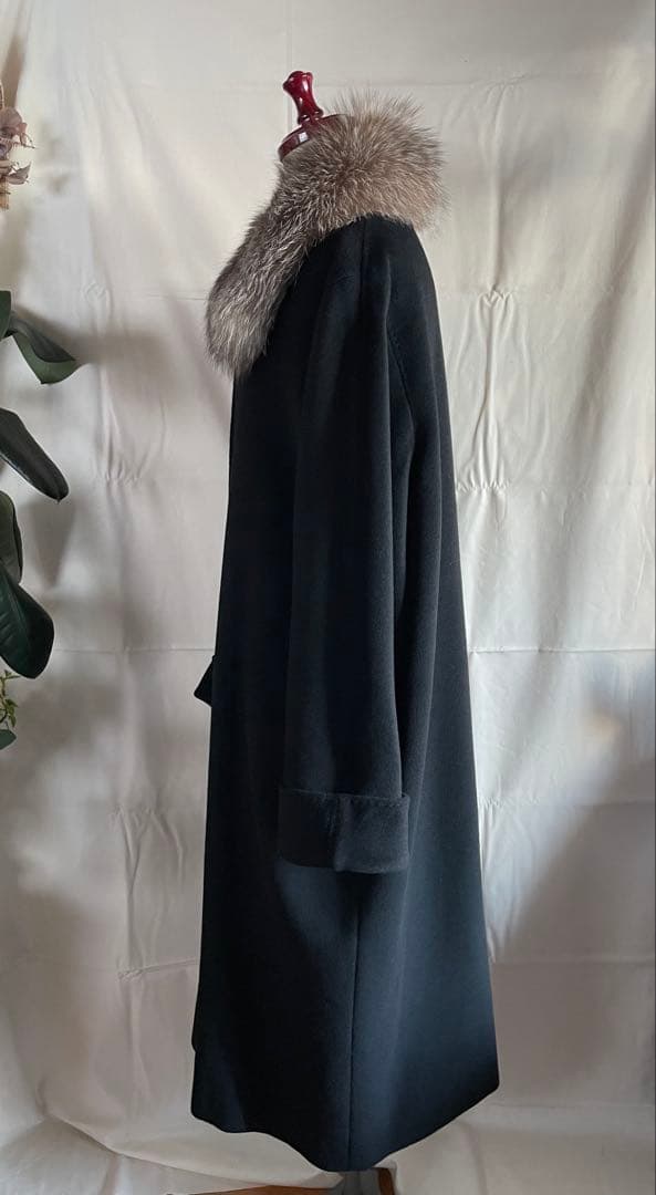 マリナリナルディ/イタリア製ファー付きバージンウールカシミヤロング