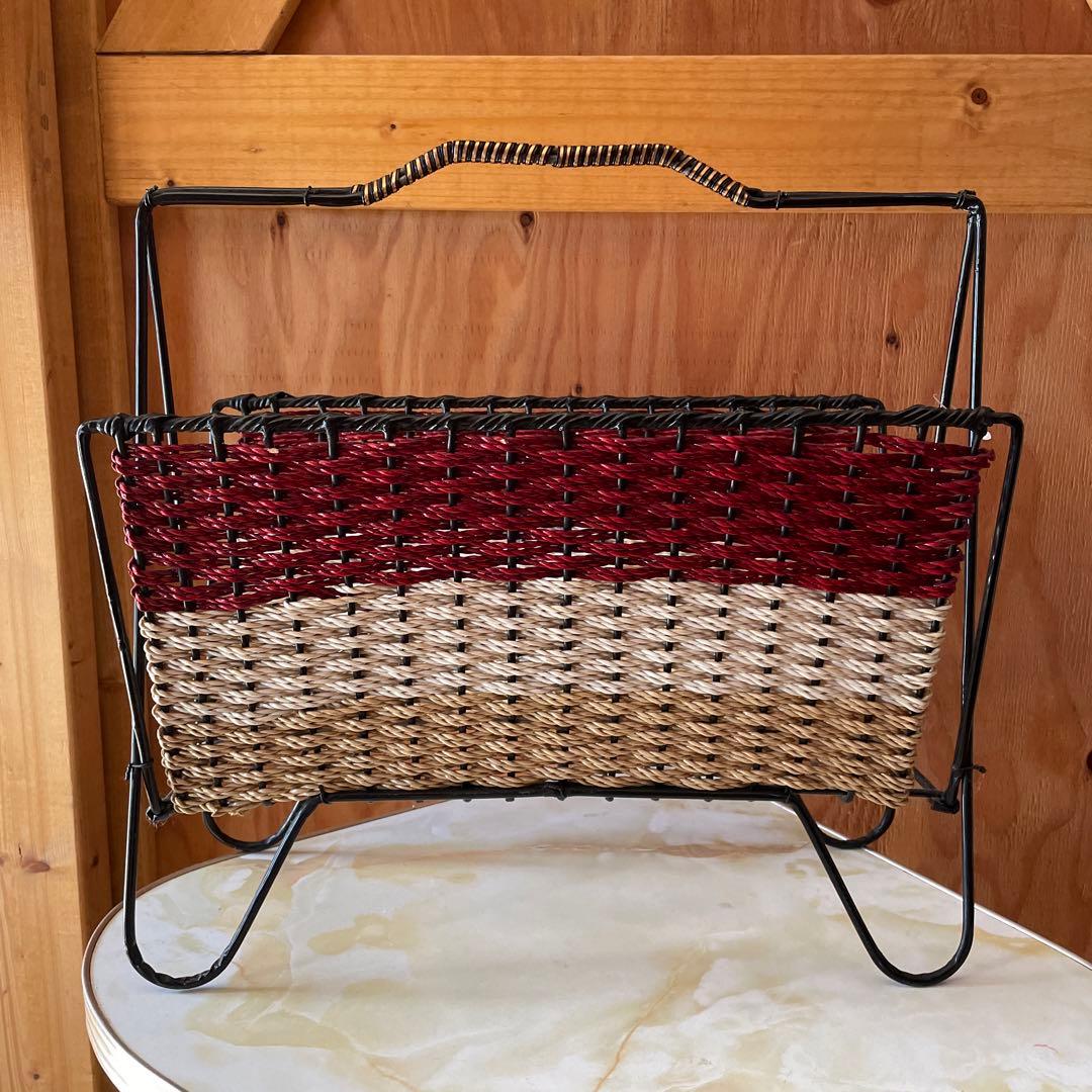 昭和レトロ ミッドセンチュリー マガジンラック ワイヤー - メルカリ