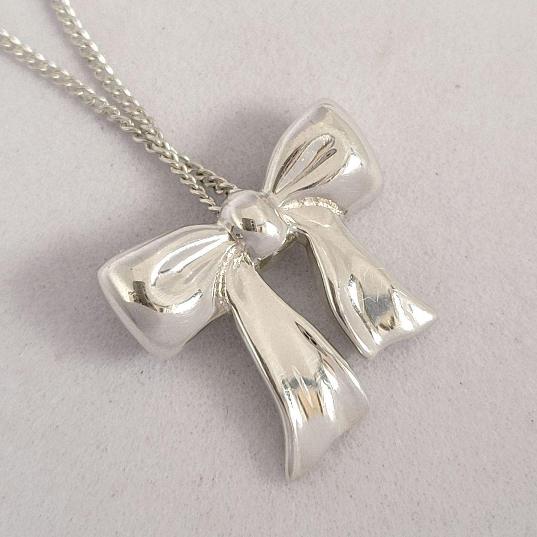 極美品✨️ ティファニー リボン ネックレス 廃盤品 シルバー