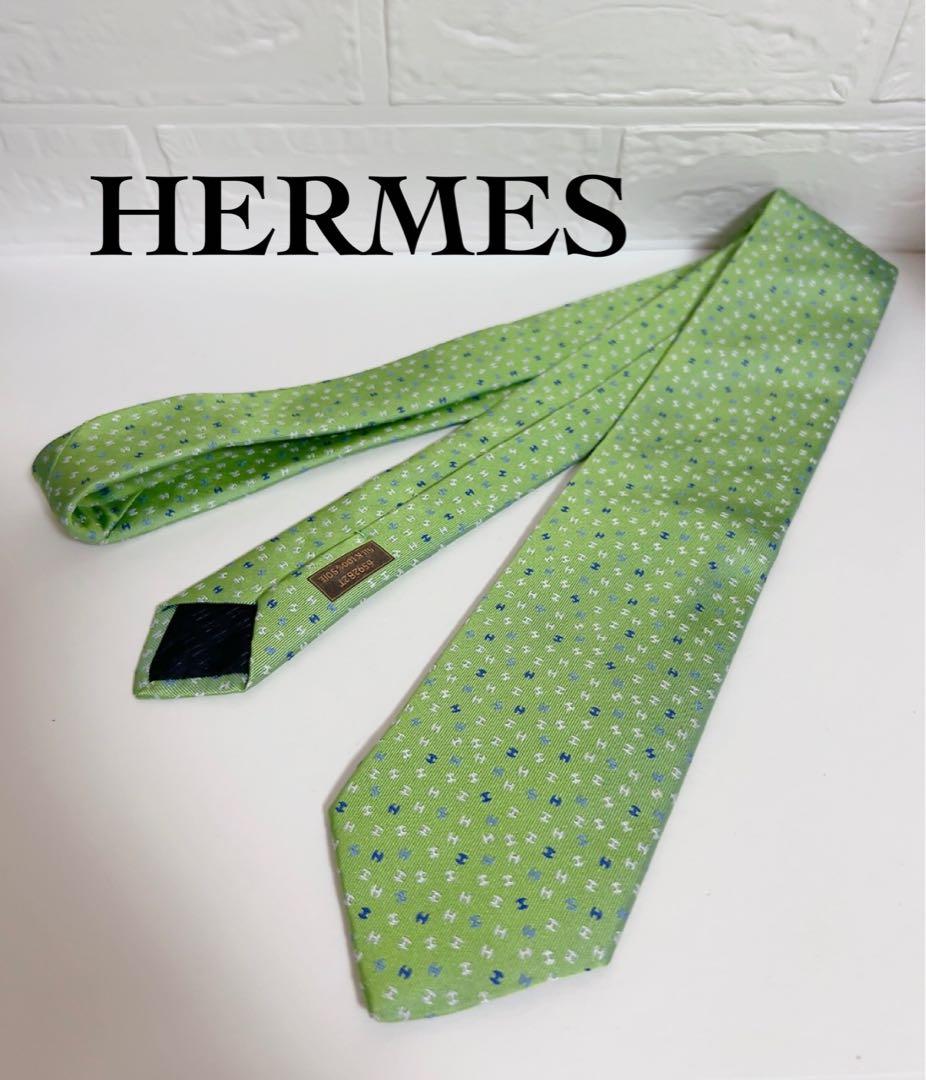 エルメス HERMES ネクタイ グリーン系 H柄 - メルカリ