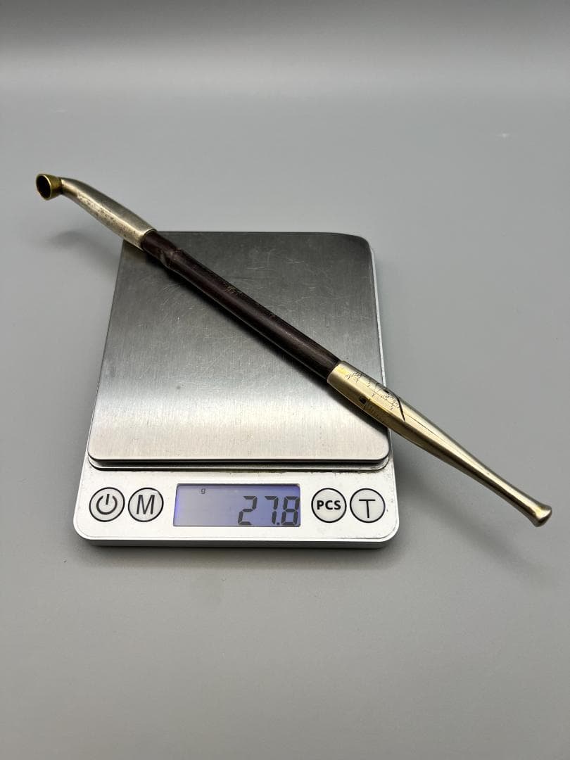 海】純銀煙管 村田 風景図 キセル 銀細工 アンティーク 重量約27.8g
