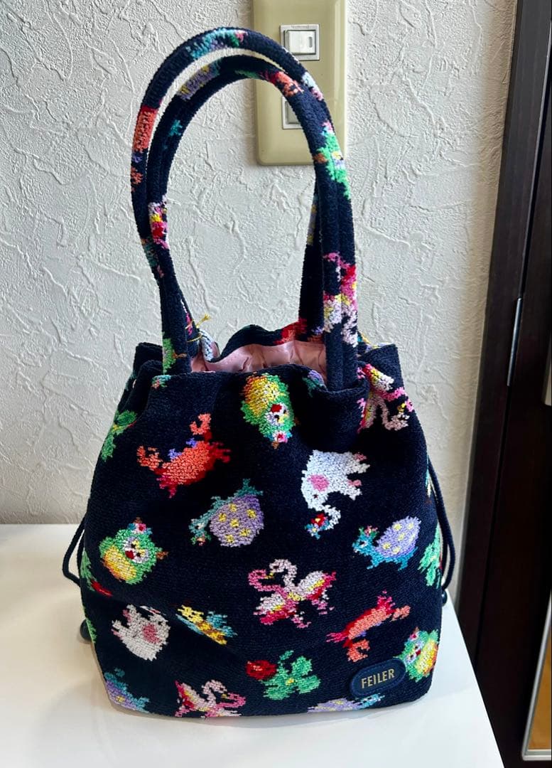 神崎恵×フェイラー ファンキーフォーチュン 巾着トートバッグ ネイビー