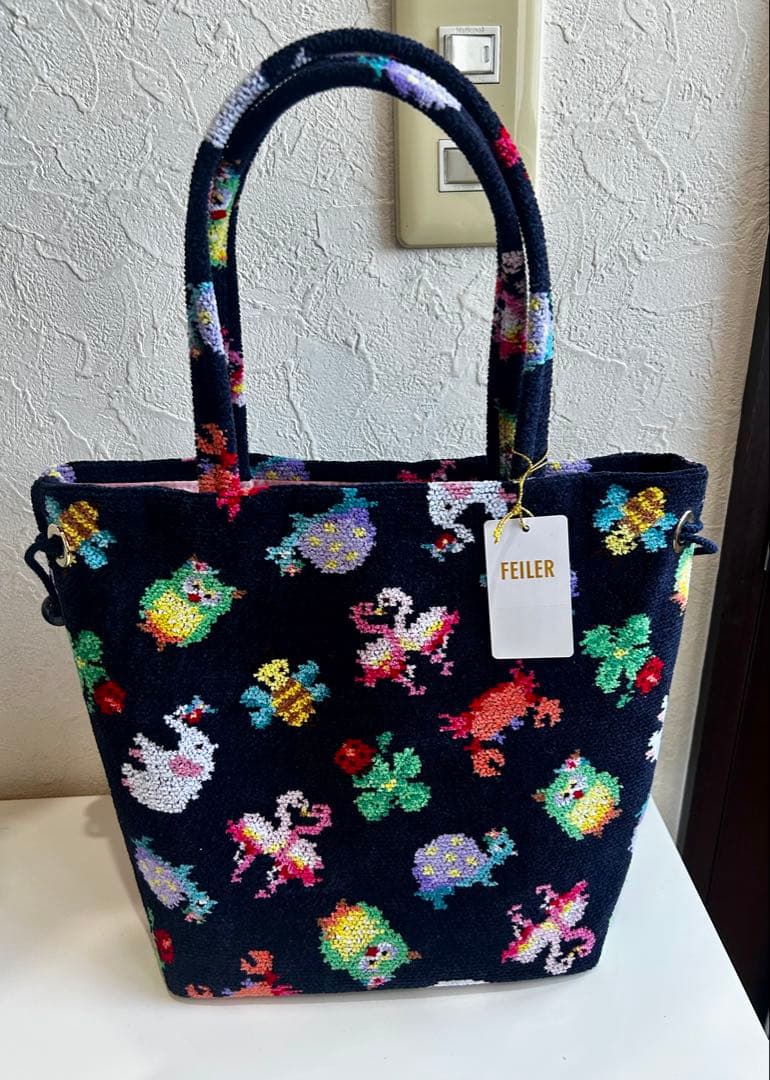 神崎恵×フェイラー ファンキーフォーチュン 巾着トートバッグ ネイビー