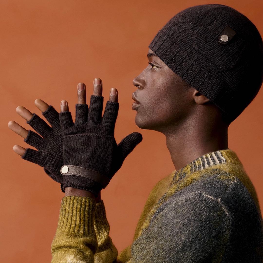 美品 HERMES エルメス リオネル カシミヤニットグローブ サイズS