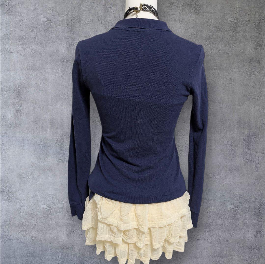 Y2K ラルフローレン ビックポニー ブルー ピチ ポロシャツ 平成ギャル