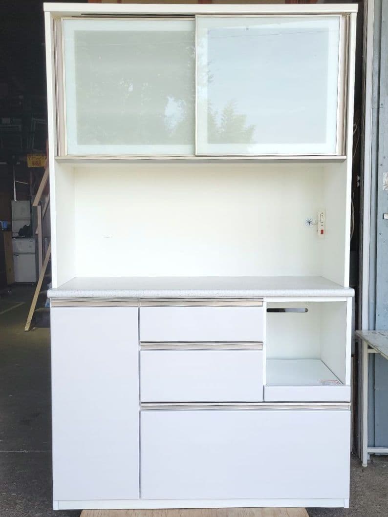 引取り限定！幅120cm キッチンボード 食器棚 アルミナ2 120KB ニトリ ニトリ（NITORI） 幅120cm キッチンボード(アルミナ2 120KB SI) ニトリ