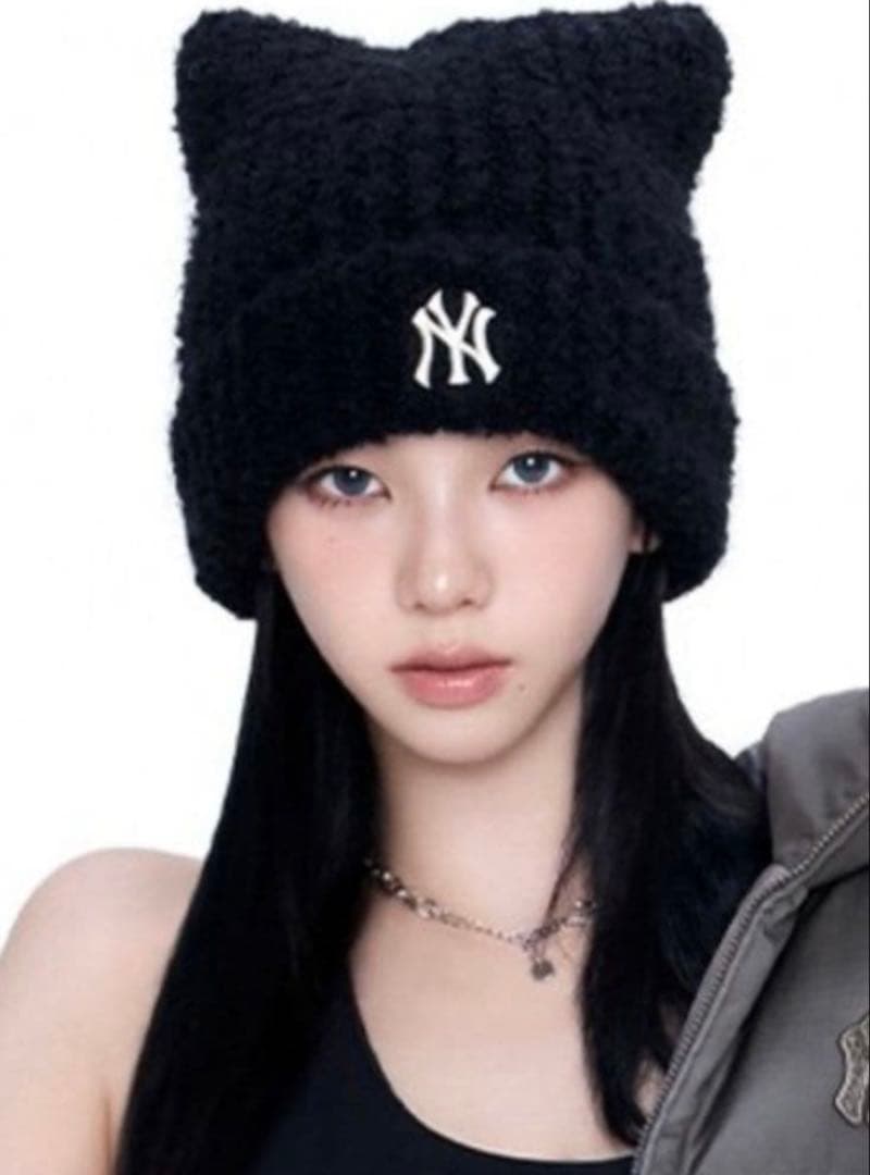新品 MLB KOREA-フワモコ ビーニー【猫耳ビーニー】紐なし - メルカリ