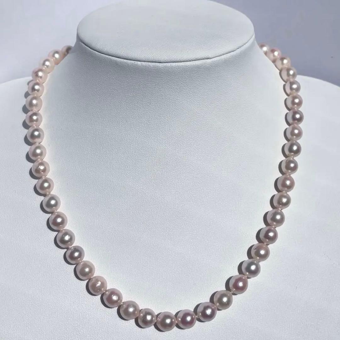 干渉色◎大珠8mm】あこや本真珠パールネックレス SV刻印 フォーマル冠