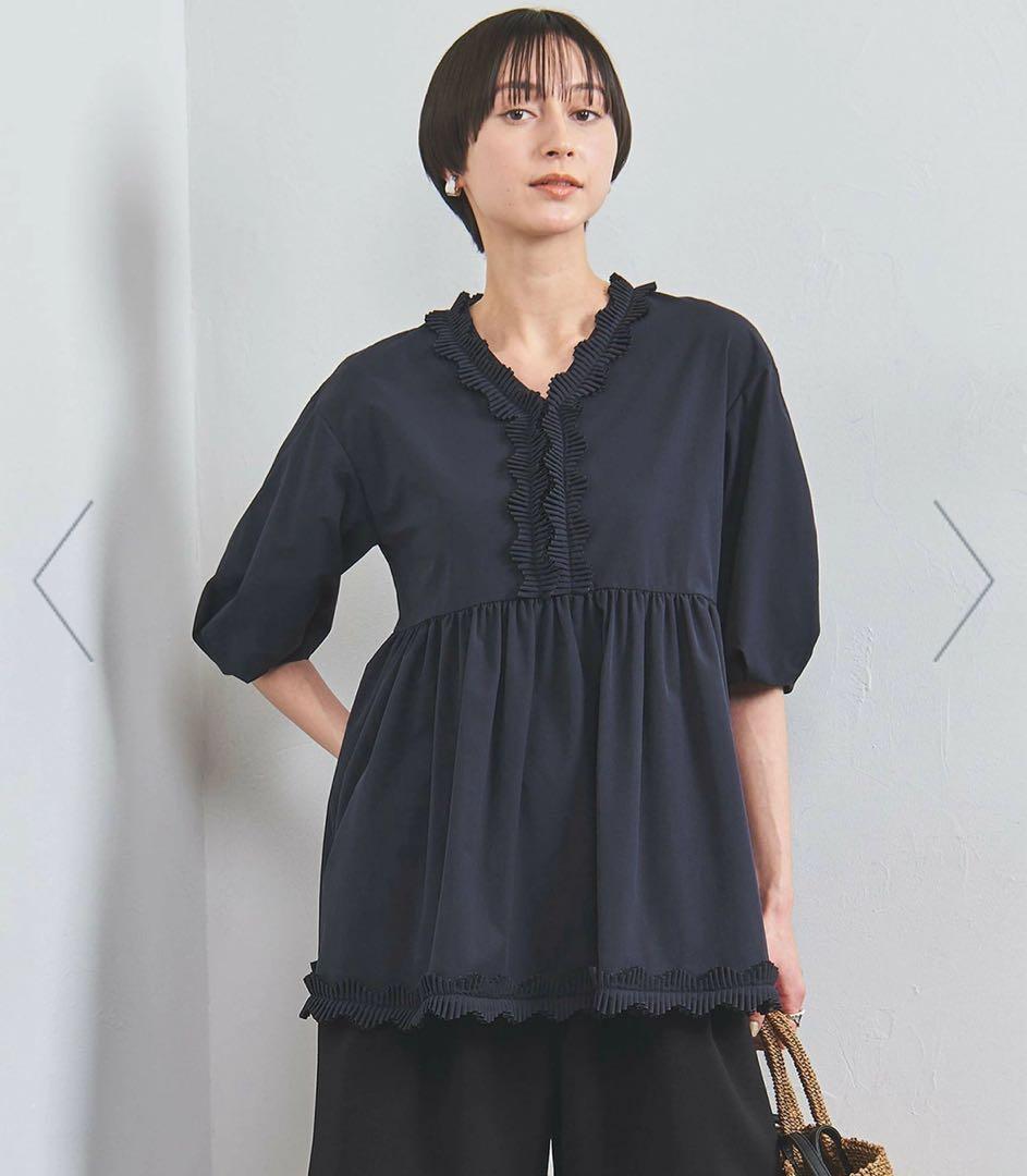 専用】ユナイテッドアローズ タック フリルVネック ハーフスリーブ