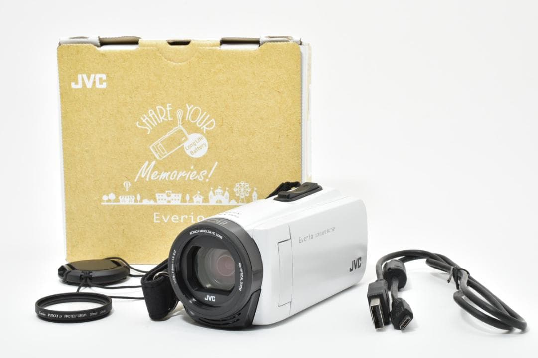 【極美品】JVC Everio GZ-F270 ホワイト　新品級！ 耐衝撃」「耐低温」の保護性能を搭載した、コンパクト＆シンプルな