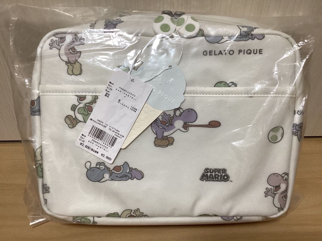 新品未使用 ジェラートピケ スーパーマリオ ヨッシー柄おむつポーチ