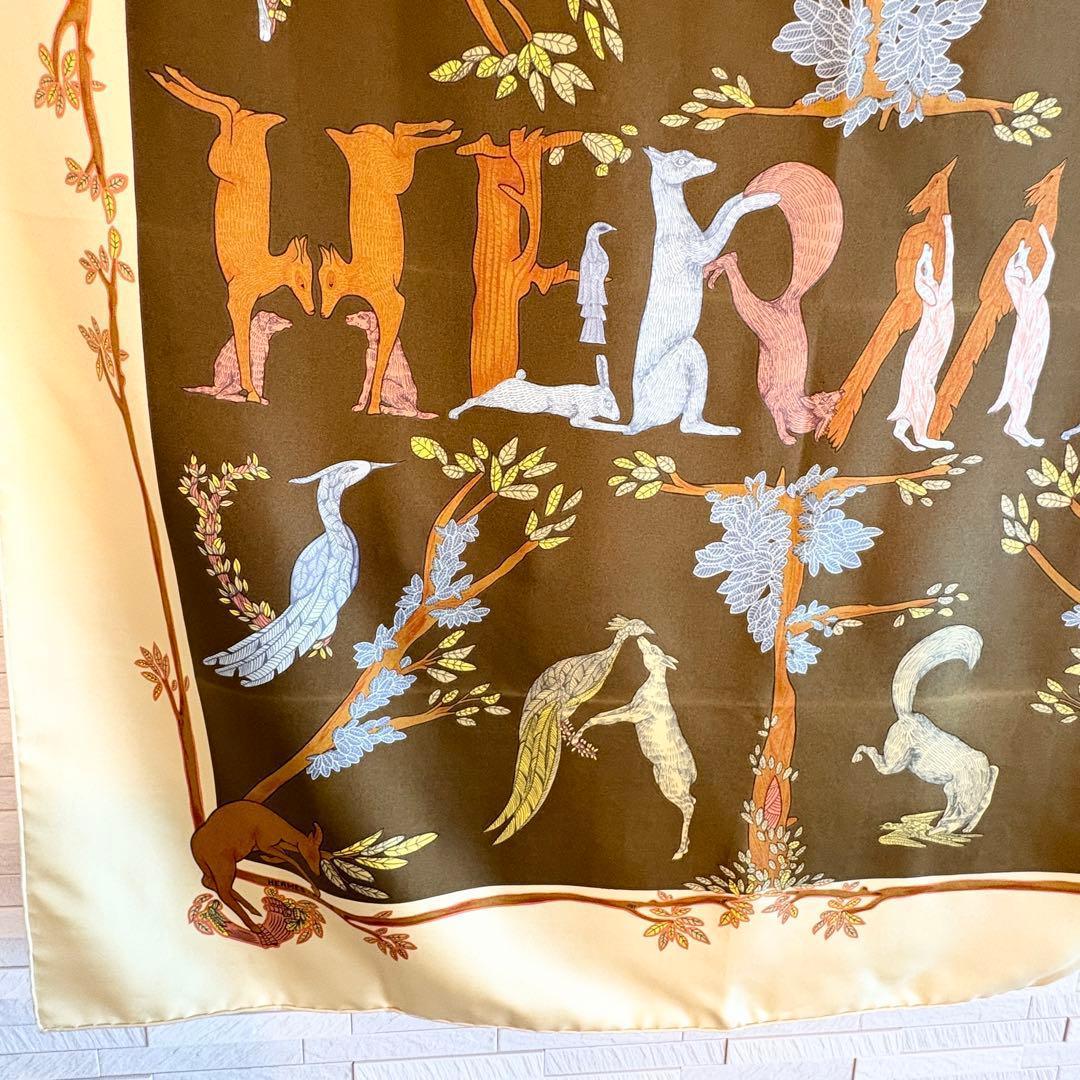 カルネ様専用訳あり HERMES エルメス スカーフ アニマル柄 ブラウン