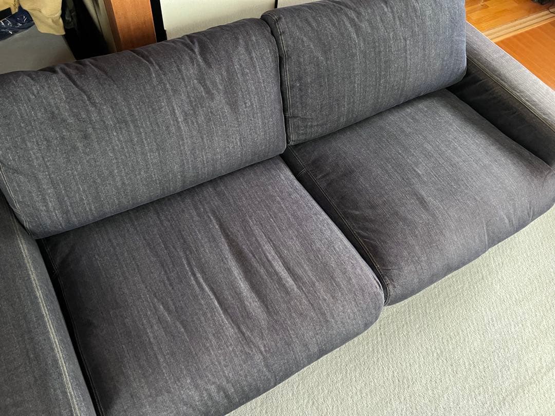 無印良品　ソファ　ワイドアーム　ダウンフェザーポケットコイルクッション ソファ本体・革張りワイドアーム・3S・ダウンフェザー・ポケット