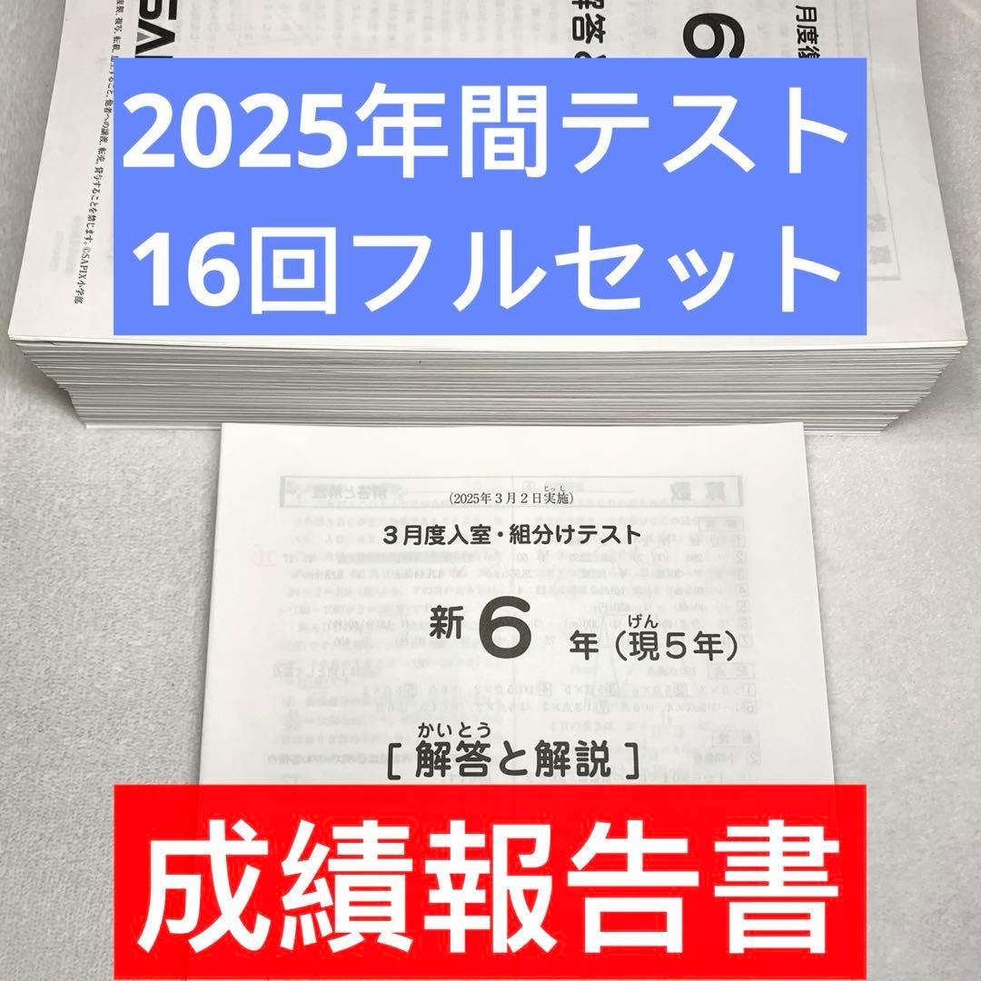 サピックス 6年 フルセット 3月 入室組分け テスト 2025年間テスト 5年