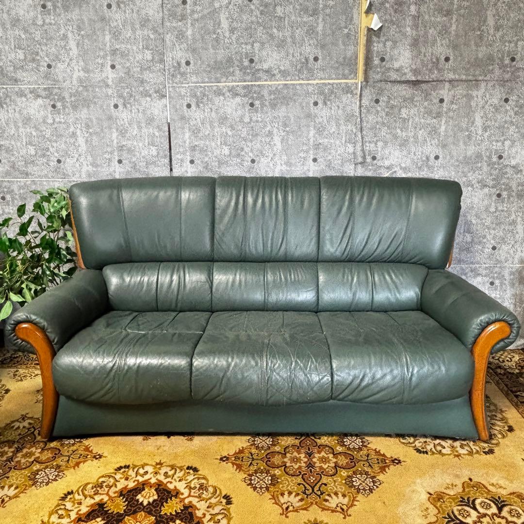 ꧁LNAX꧂3人掛けアームソファ 肘置き 肘掛け レザー 合成皮革 リビング RASIK（ラシク） 木肘 合皮 ソファ 3人掛け 天然木 合成皮革 脚付き 肘