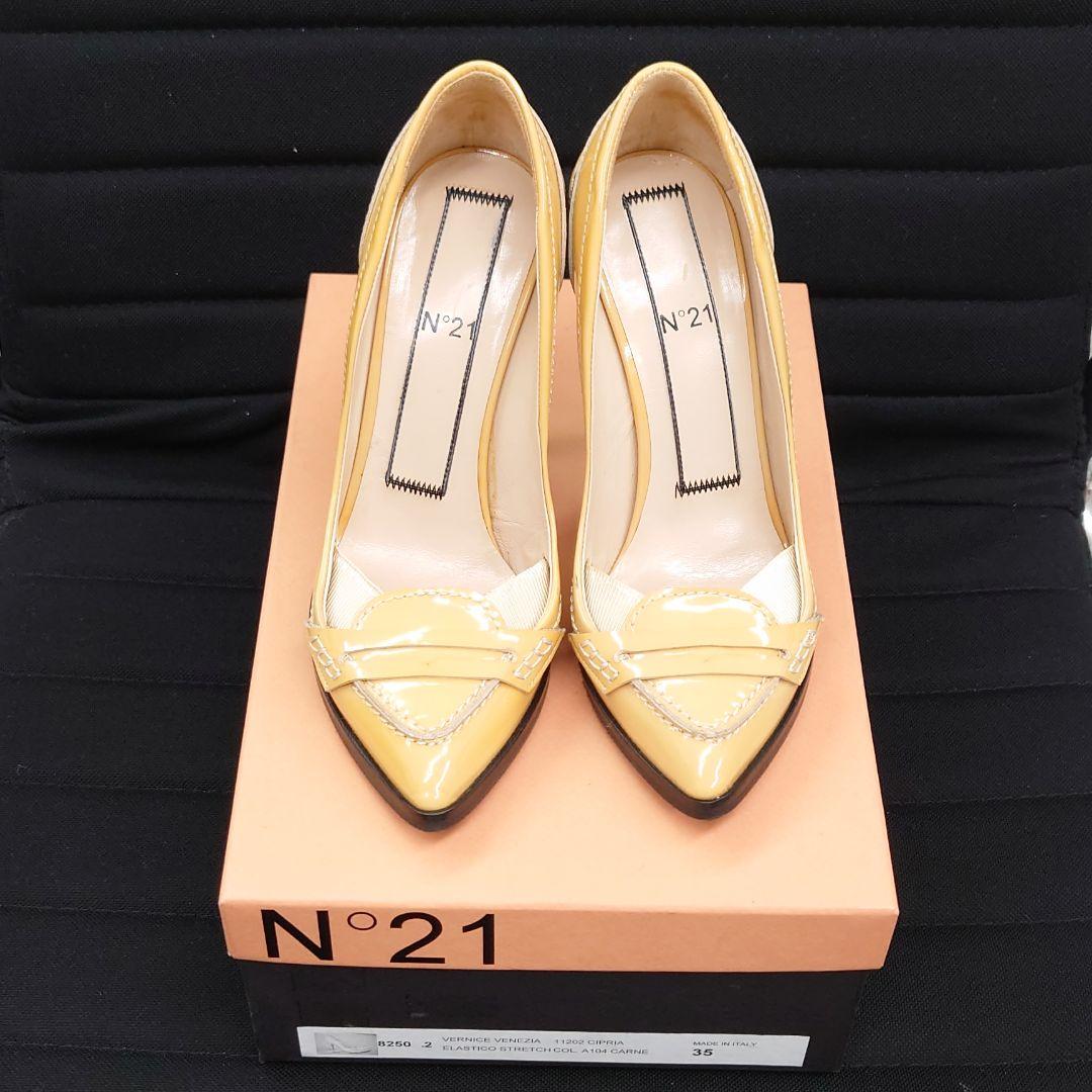 ヌメロヴェントゥーノ エナメルパンプス ハイヒール 35 ヌメロヴェントゥーノ N21 ストラップ付き エナメル ヒールレス