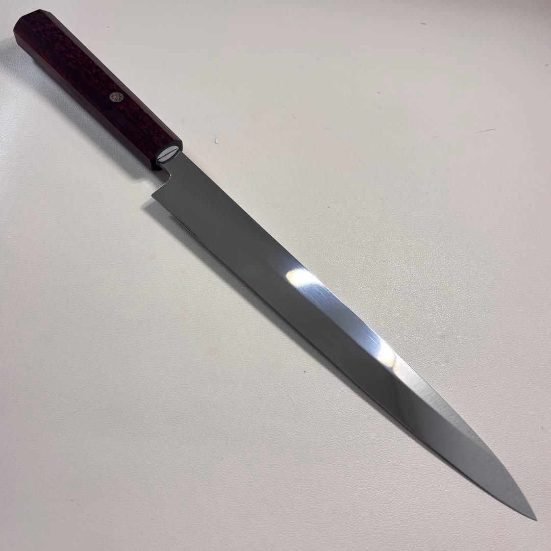 270mm 柳刃包丁 鏡面 紫檀八角柄 刺身包丁 「全鋼」´ᘲ