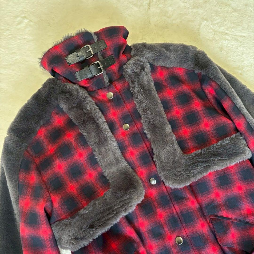 タグ付き】Mia Asterism ファー付きチェックコート - メルカリ
