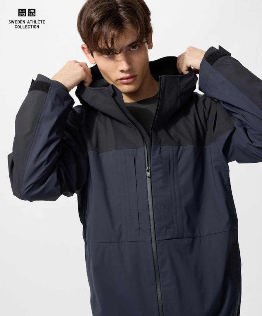 【新品】ユニクロ✕スウェーデン ブロックテックパーカ／バイカラー ブラック S ユニクロの凄すぎるアウター】1万円台で「ダーミザクス」採用は反則級