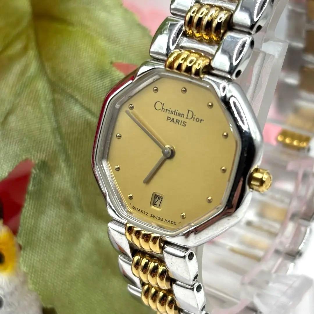 稼働品☆新品電池 クリスチャンディオール オクタゴン 美品 コンビ