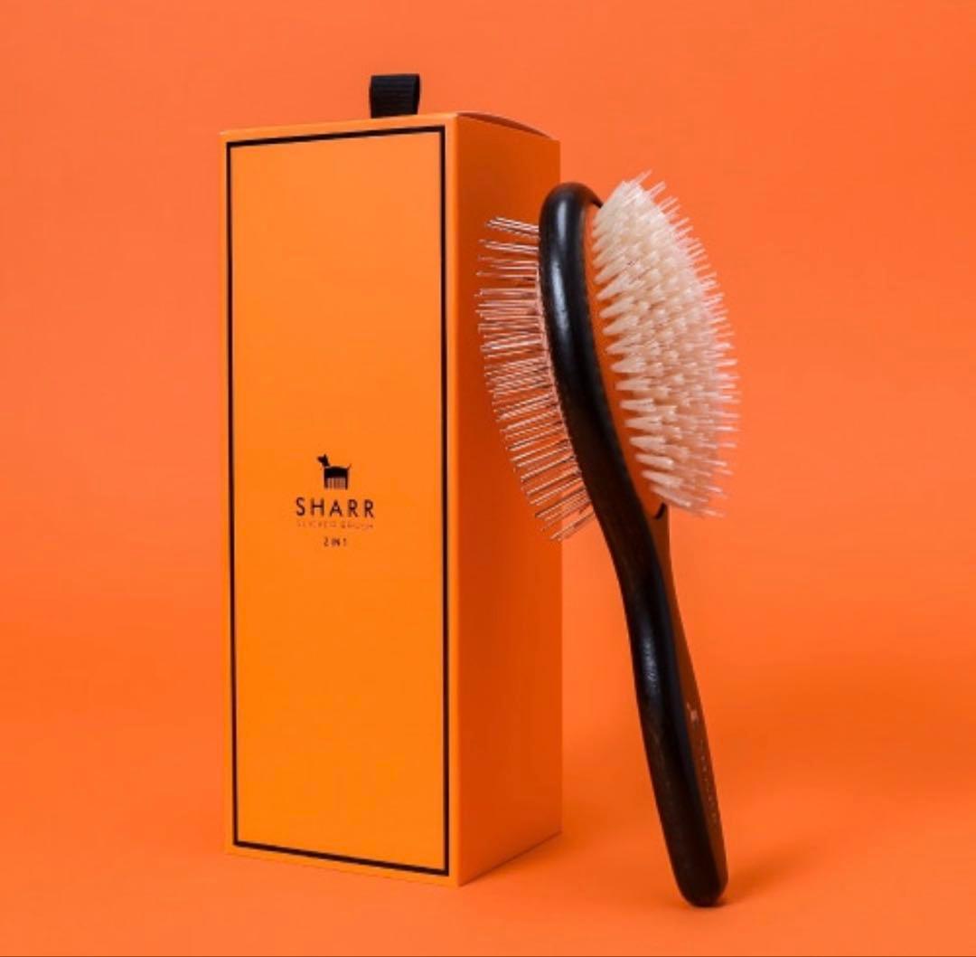 【新品未使用】SHARR ブラシ 黒 オレンジ ペットのもつれた毛の整理とクーリングケアを同時に！オールインワン