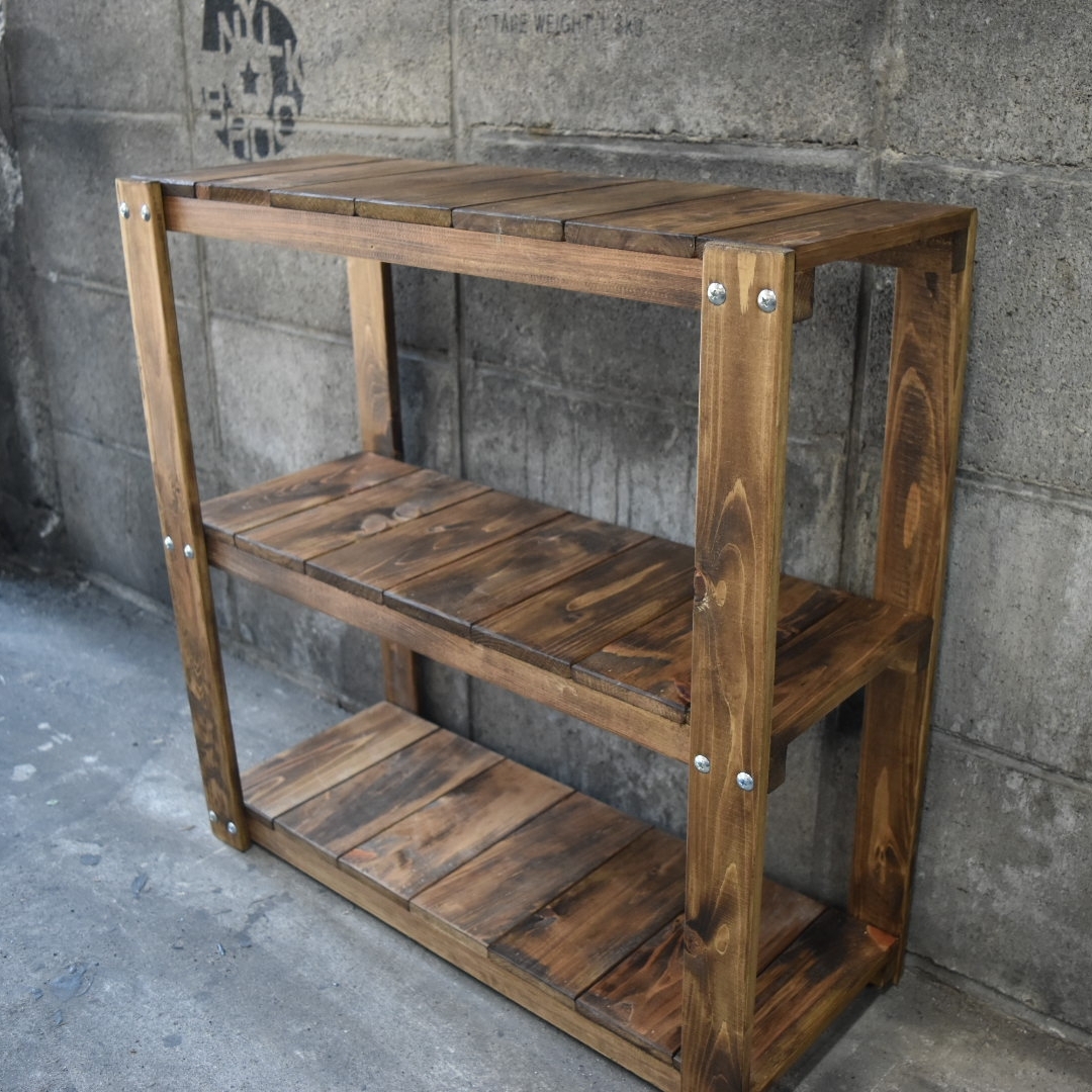 鉄筋バーラック 男前 インダストリアル かごつき シェルフ 棚 収納