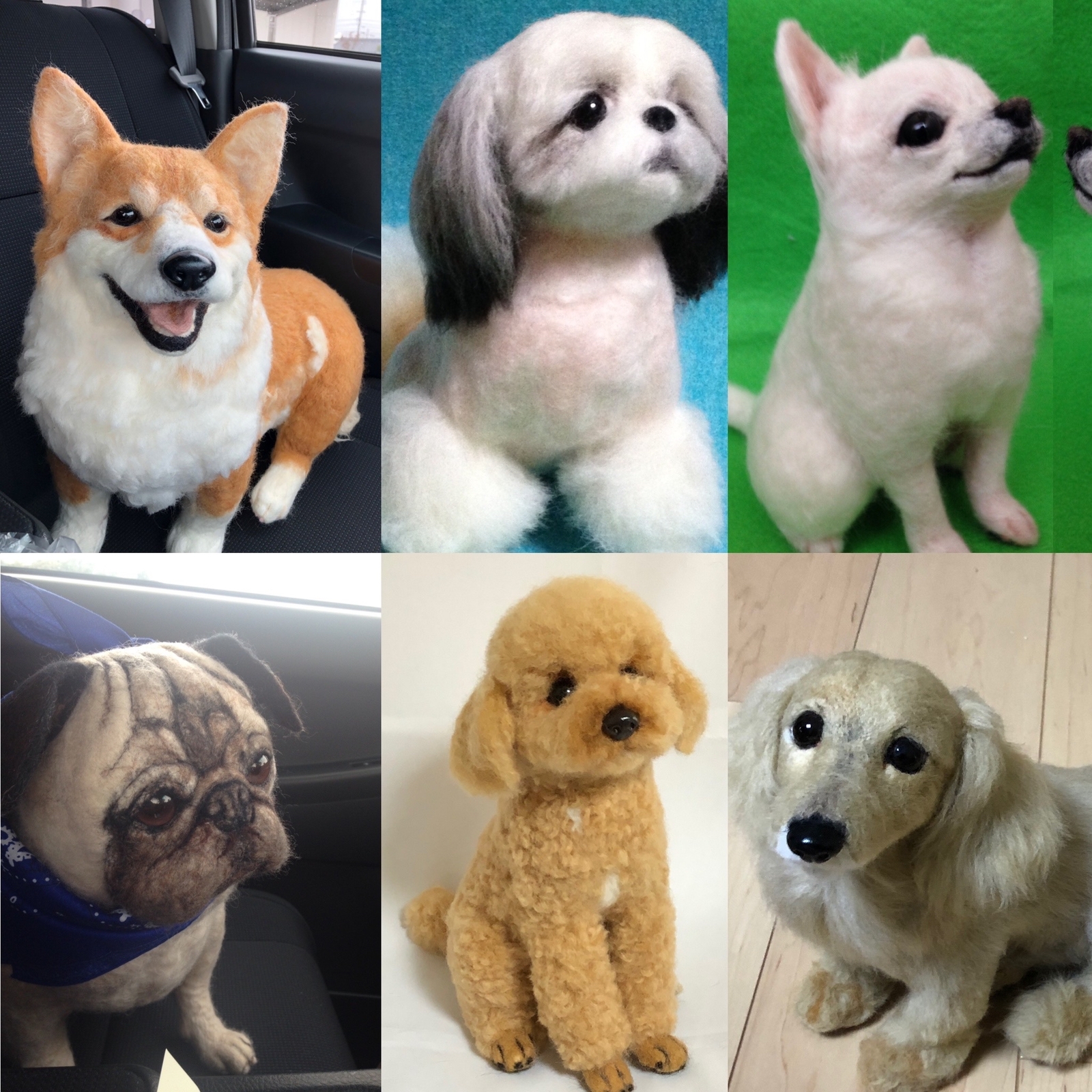 愛犬さんのオーダーメイド 羊毛フェルト お座り高さ約15センチ 《植毛