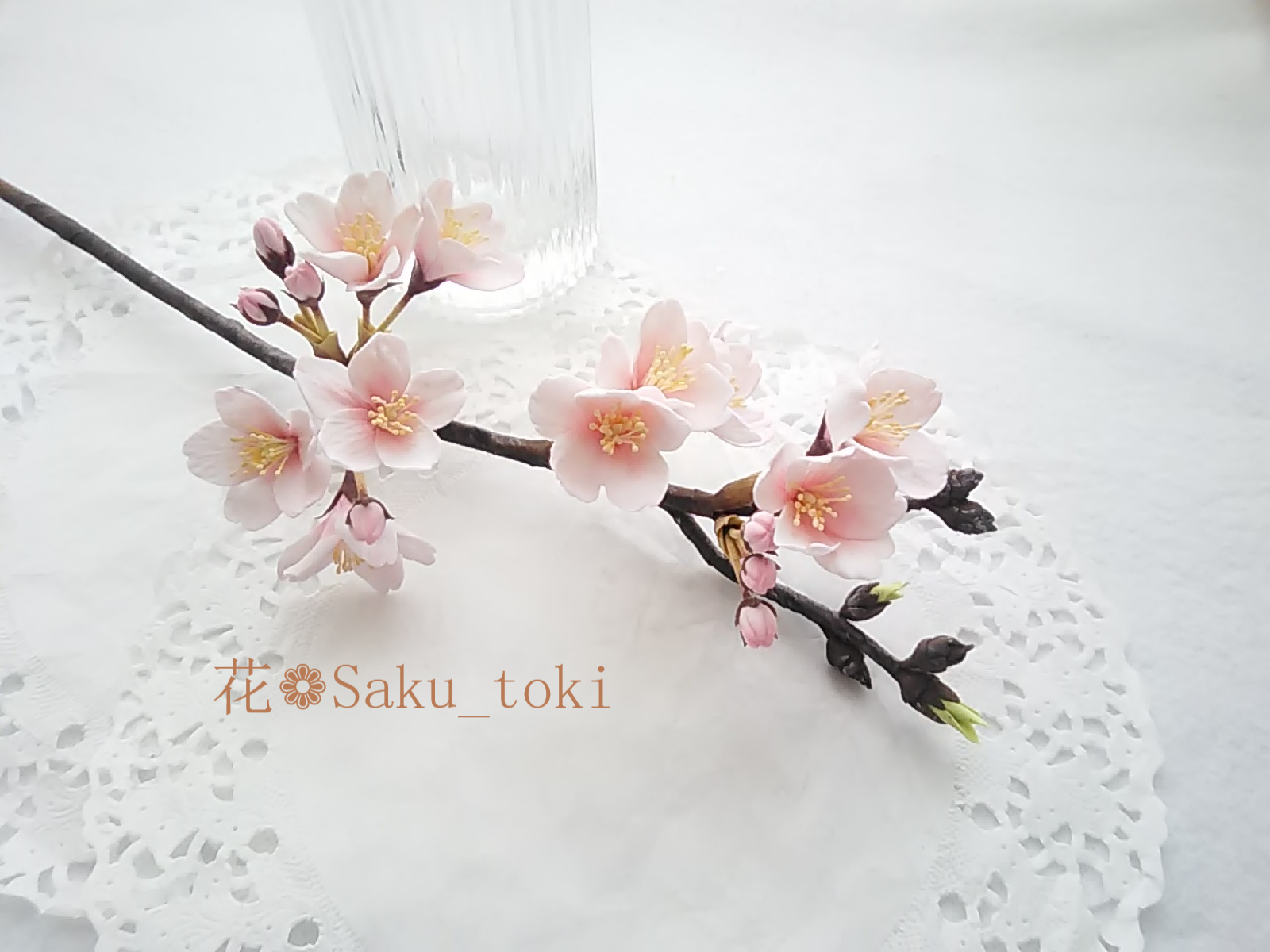 受注制作》❁クレイフラワーの桜1本・インテリアフラワー・一輪挿しに