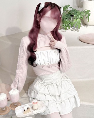 HONEY MEW はにーみゅう フリルギャザーレザー風キャミワンピ フリル