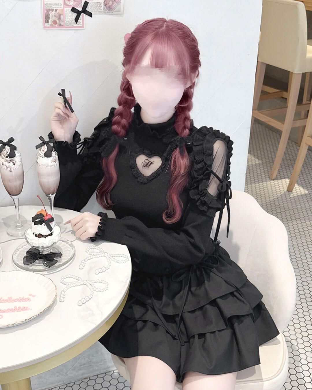 ハートカットタートルニット ブラック | ファッション通販＆メディア