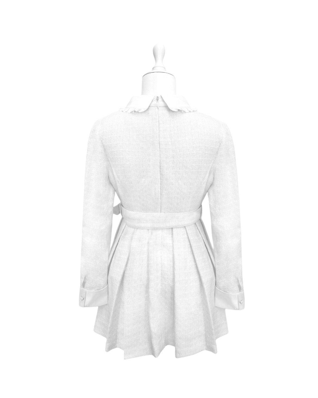 ビッグリボンツイードプリーツワンピース ホワイト | ファッション通販