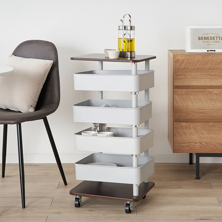 回転トレイ キャスター付きキッチンワゴン4段 | 【公式】LOWYA(ロウヤ