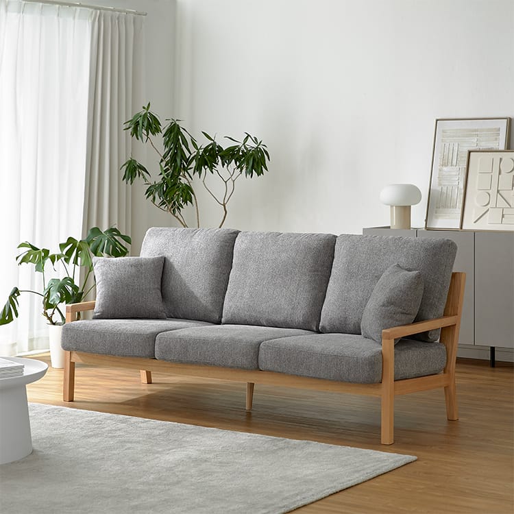 SOGO 相合家具 タモ材木枠 ローソファ 3人掛 北欧 値下☆引取価格