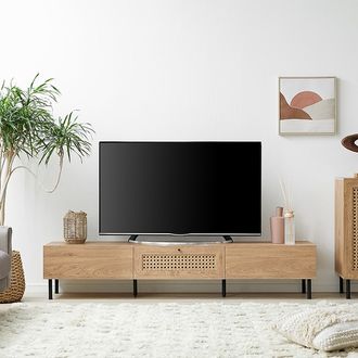 幅180] スチール脚テレビボード ラタン調 コード穴 脚付き | 【公式