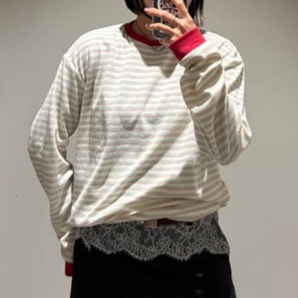 6(ROKU)＞シアー ベロア シャツプルオーバー 25FW