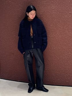 6(ROKU)＞コットンウール ミラノリブ タートルネック ニット