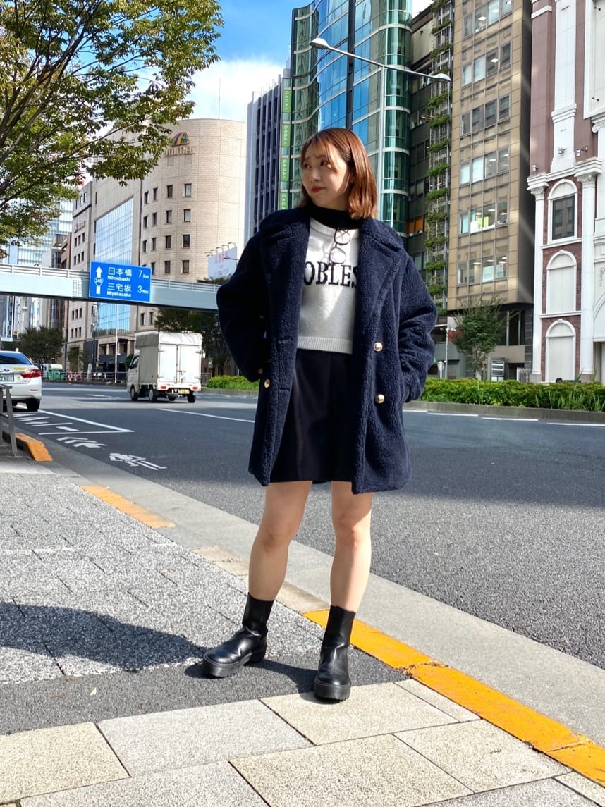 スタッフコーディネート】ボアダブル釦コート ｜emi｜Apuweiser-riche