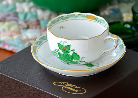 日本限定 ヘレンド アポニーグリーン ティーカップ＆ソーサー | みどり
